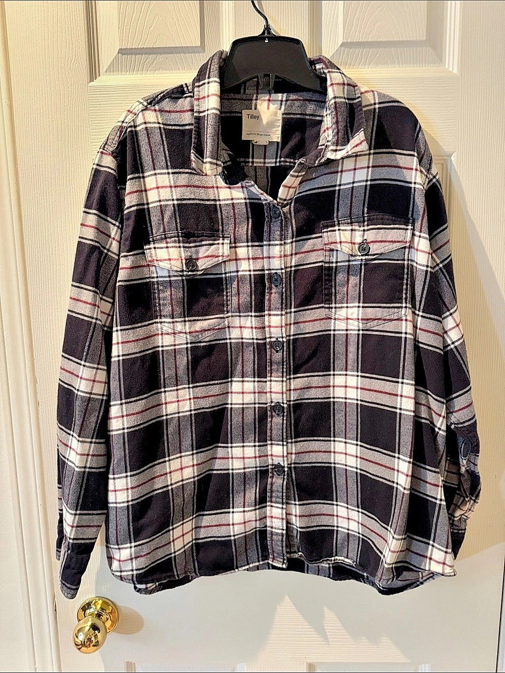 Tilley Plaid Flannel Shirt Black & White XXL